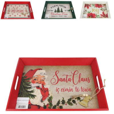 Plateau Noël déco bois 45 cm 4 assortis | 12 pièces