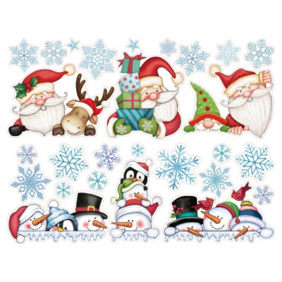 Stickers fenêtre Père Noël bonhomme de neige 59,5 cm | 48 pièces