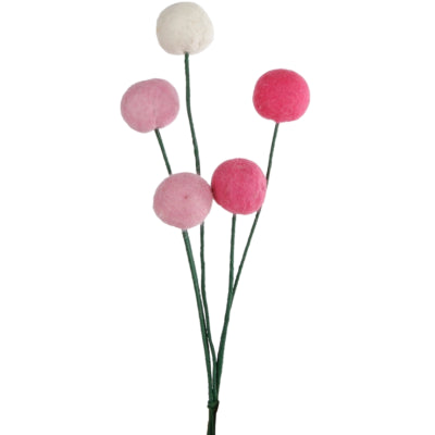 Boules décoratives sur feutre rose 33 cm lot de 5 | 18 pièces
