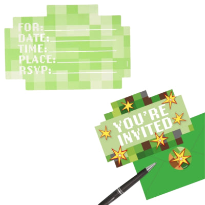 Amscan cartes d'invitation avec enveloppe TNT Minecraft 15 cm 8 pièces | 36 pièces