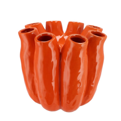 Daan vase en bois courbé tube luna orange 19 cm | 2 pièces