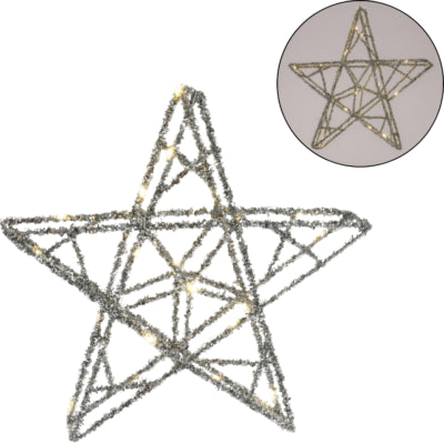 Étoile de Noël LED sur pile argentée 40 cm | 6 pièces