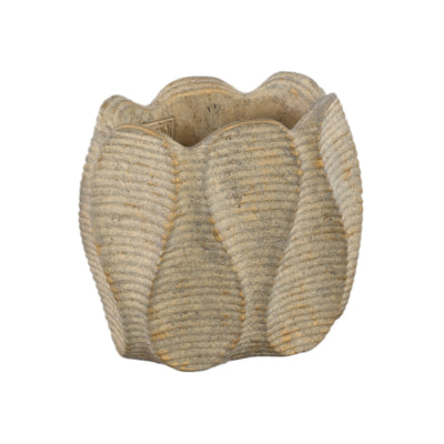 Pot de fleur Ptmd cireux ovale marron 20 cm | 8 pièces