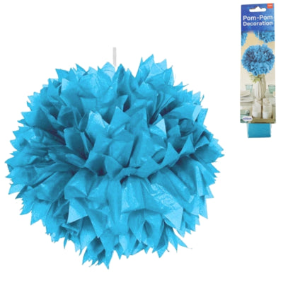 Folat papier pompon bleu azur 30 cm | 24 pièces