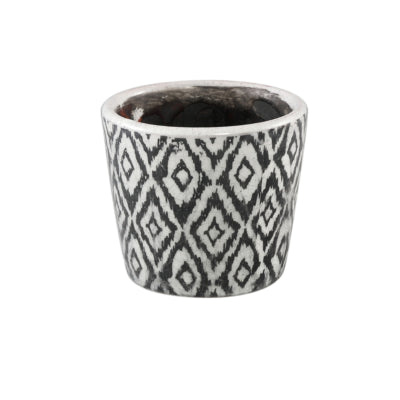Ptmd pot de fleur beire s ikat imprimé noir et blanc 10 cm | 12 pièces