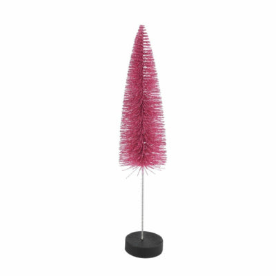 Sapin de Noël Countryfield sur socle rose pailleté 30 cm | 12 pièces