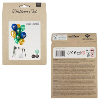 Folat ballons doré émeraude numéro 25 ans 30 cm lot de 12 | 24 pièces