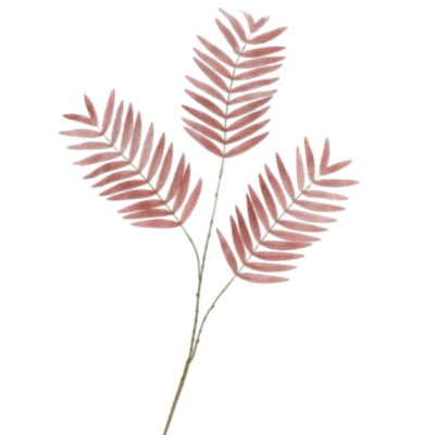 Daan branche artificielle en bois courbé feuille de palmier soie vieux rose 95 cm | 6 pièces