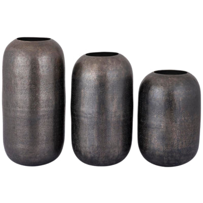 Ptmd vase yourne s gris aluminium 25 cm | 12 pièces