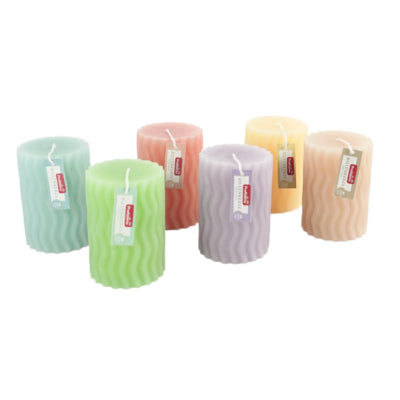 Bougie pilier Profissimo (r) avec rainures vert 6,8 x 10 cm | 12 pièces