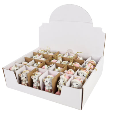 Pendentif Noël tigre rose 7 cm 3 assortis | 24 pièces