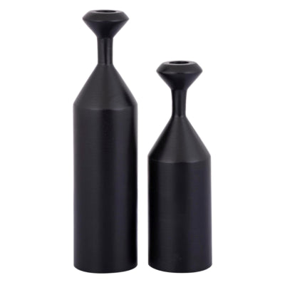 Ptmd bougeoir yanou s aluminium noir 23 cm | 6 pièces