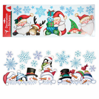 Stickers fenêtre Père Noël bonhomme de neige 59,5 cm | 48 pièces