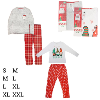 Pyjamas de Noël dames et hommes 2 pièces assortis | 12 pièces