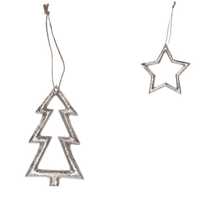 Ngk Pendentif de Noël couleur argent 10 cm 2 assortis | 24 pièces