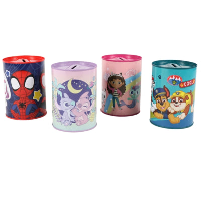 Boîte d'épargne sous licence 10,5 cm 4 assortis | 12 pièces