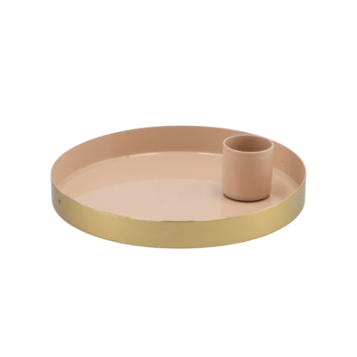 Bougeoir Daan en bois courbé rond beige marrakech 12 cm | 8 pièces