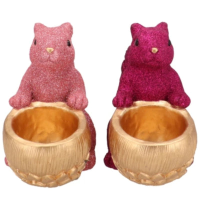 Daan bol en bois courbé Jingle écureuil assis vert couleur or 17 cm 2 assortis | 6 pièces