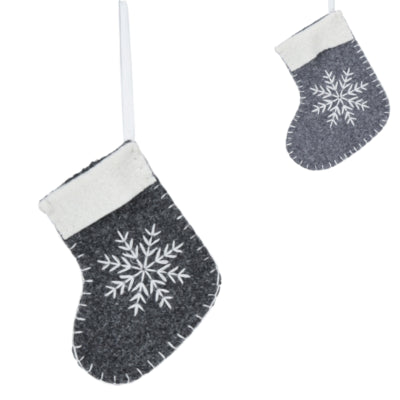 Chaussette pendentif de Noël gris 10 cm 2 assortis | 24 pièces