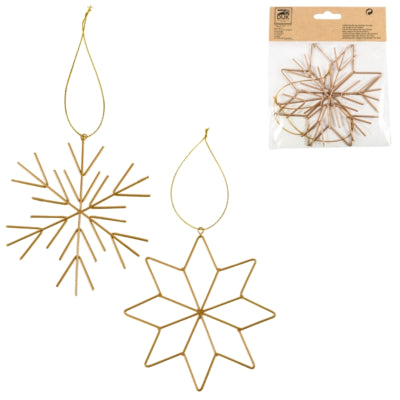 Pendentif de Noël flocon de neige en métal doré 11,5 cm lot de 2 | 48 pièces