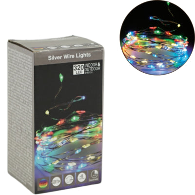 Chaîne lumineuse 320 LED prise UE multicolore 32 mètres | 12 pièces