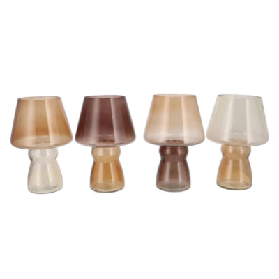 Vase Daan en bois courbé bicolore marron 25 cm 4 assortis | 4 pièces