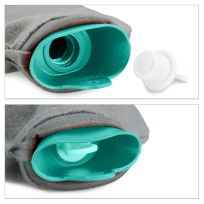 Bouillotte Relaxdays avec housse gris turquoise 1,5 l | 12 pièces