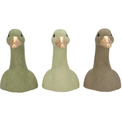 Daan benthout statue tête de canard vert 20 cm 3 assortis | 6 pièces