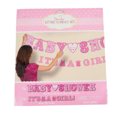 Guirlande de lettres baby shower c'est une fille rose ensemble de 2 | 24 pièces