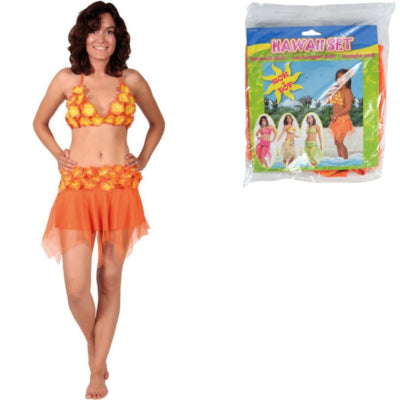 Folat hawai haut et jupe orange taille unique | 12 pièces