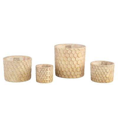 Ptmd pot de fleur colons nid d'abeille crème m 14 cm | 8 pièces