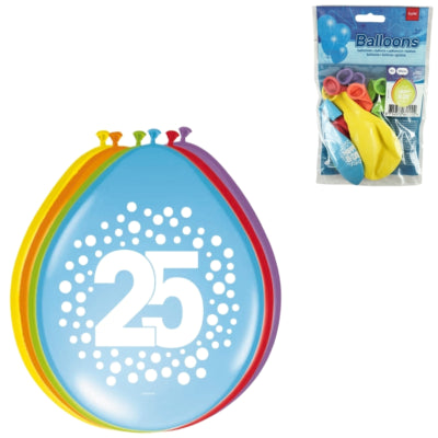 Folat ballons arc-en-ciel à pois 25 ans 30 cm 8 pièces | 24 pièces