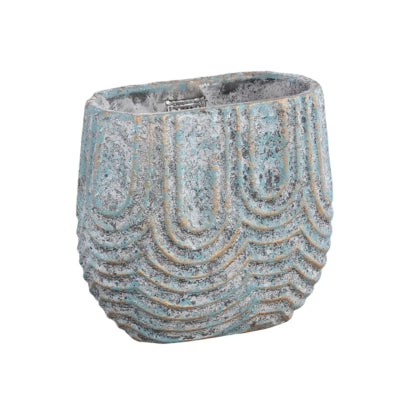 Ptmd pot de fleur rexin ovale gris s 20 cm | 8 pièces