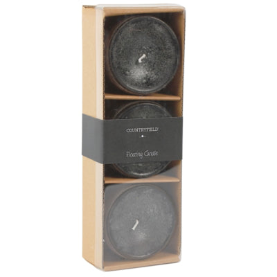 Countryfield bougie flottante bollie noir 7 cm lot de 3 | 12 pièces