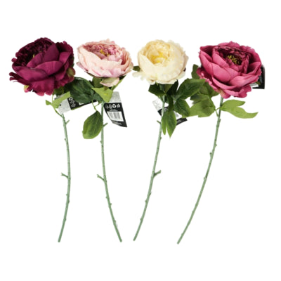 Fleur artificielle pivoine 68 cm 4 assortis | 24 pièces