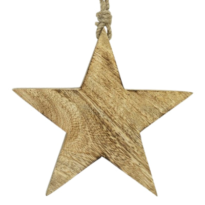 Pendentif étoile en bois de manguier 19 cm | 48 pièces