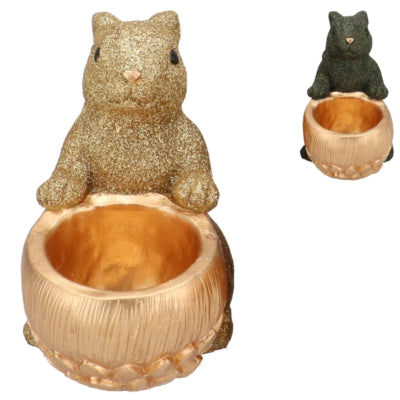 Daan bol en bois courbé Jingle écureuil assis vert couleur or 22 cm 2 assortis | 6 pièces