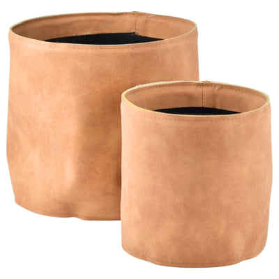 Pot de fleurs aspect cuir marron cognac 21,5 cm lot de 2 | 4 pièces