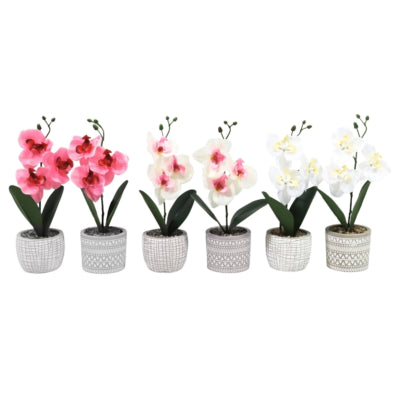 Orchidée artificielle en pot 28 cm 6 assortis | 12 pièces