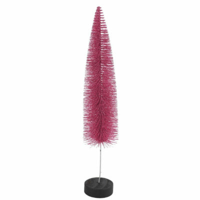 Sapin de Noël Countryfield sur socle rose pailleté 40 cm | 12 pièces