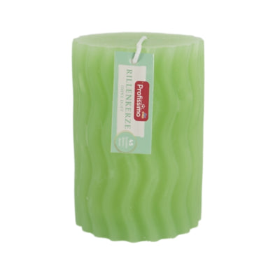 Bougie pilier Profissimo (r) avec rainures vert 6,8 x 10 cm | 12 pièces