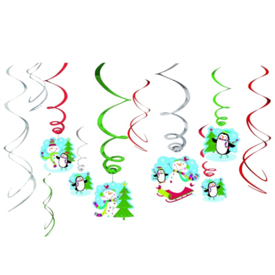 Amscan pendentif spirale bonhomme de neige d'hiver 61 cm lot de 12 | 24 pièces