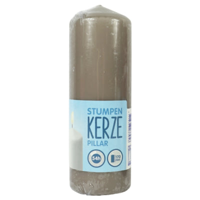 Bougie pilier gris 6 x 17 cm | 12 pièces