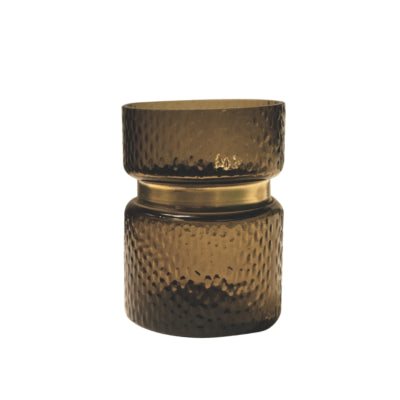Ptmd vase quilio droit verre marron 16 cm | 4 pièces
