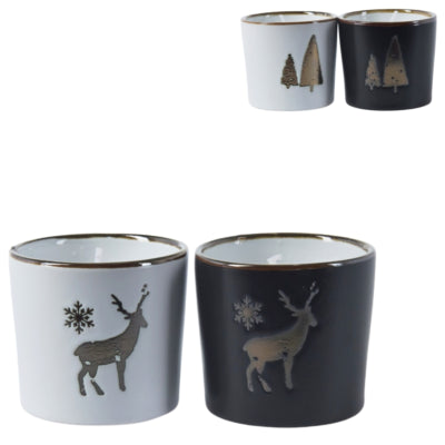 Bougie en pot Noël 6,5 x 6 cm 4 assortis | 12 pièces