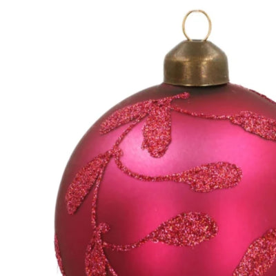 Ngk Boule de Noël feuille de baies verre rose 8 cm | 24 pièces