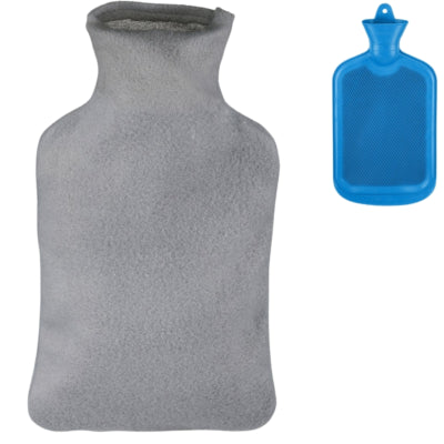 Bouillotte Relaxdays avec housse bleu gris 1,5 l | 12 pièces