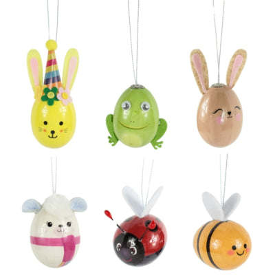 Pendentif œuf animal 5,5 cm 6 assortis | 42 pièces