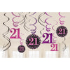 Amscan pendentif spirale joyeux anniversaire 21 ans 61 cm lot de 12 | 48 pièces