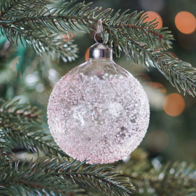 Ngk Boule de Noël luxe verre moucheté rose 10 cm | 12 pièces